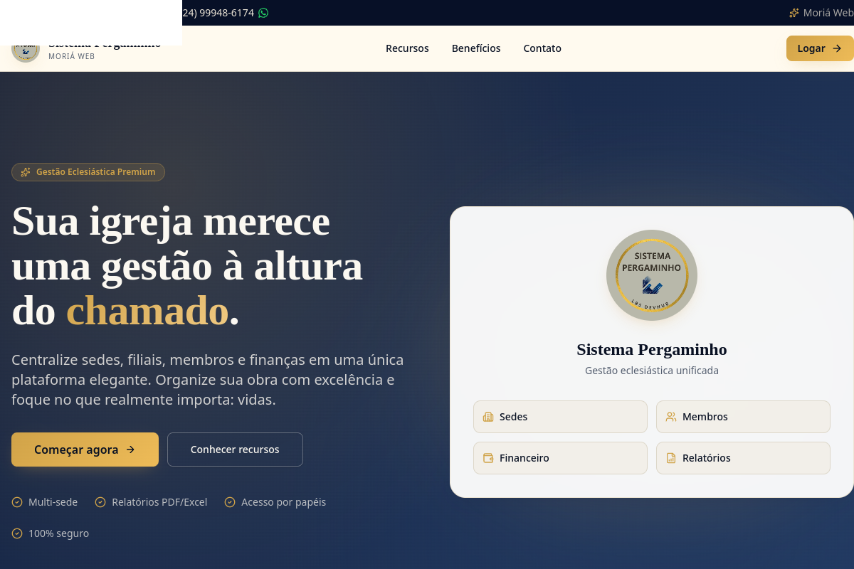 Foto real do site Sistema Pergaminho